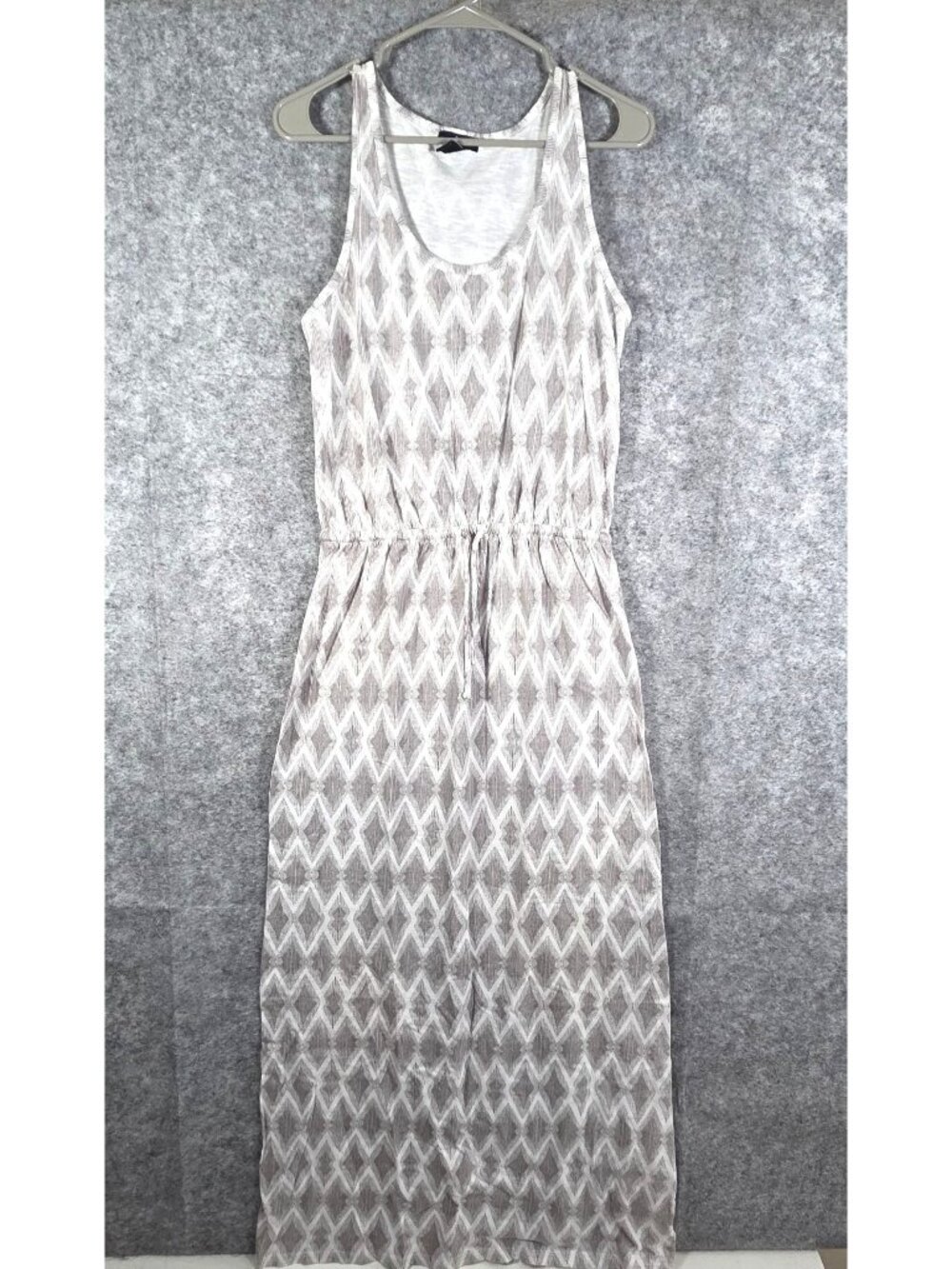 Gap Women's Sleeveless Maxi Dress Gray White Geometric Print Size M